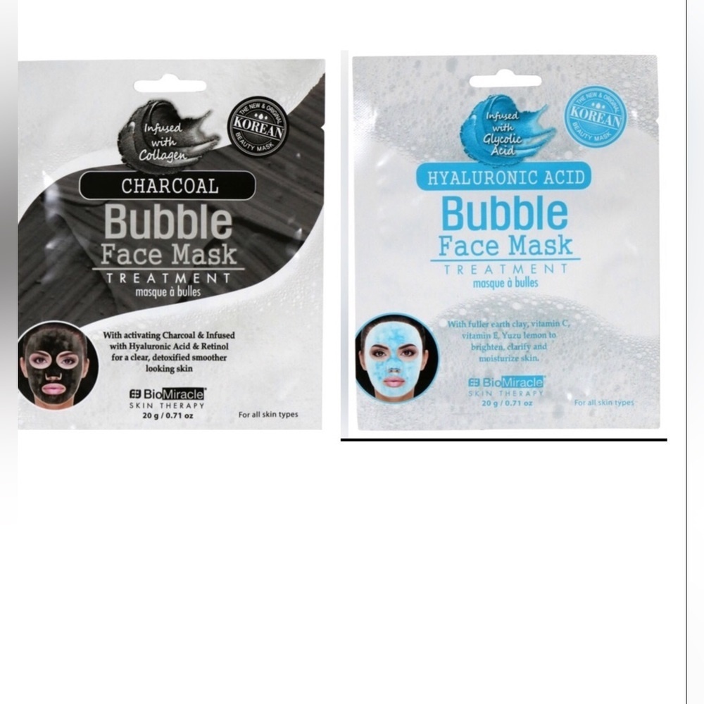 4 Charcoal & hyaluronic acid vitamin C‎ & E infused Bubble Face Mask Treatments